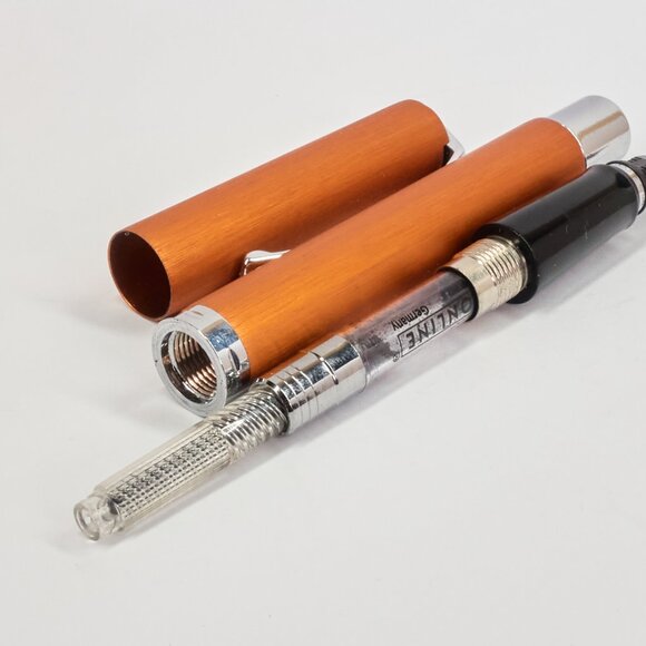 ONLINE Germany Fountain Pen / Orange Metal / Broad (B) Nib / With Converter - Picture 4 of 12
